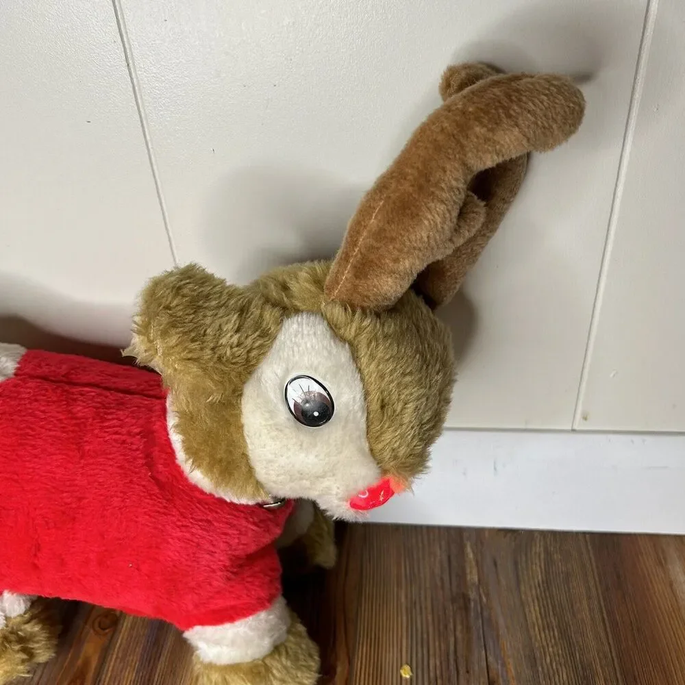Vintage Christmas Rudolph the Red Nose Reindeer Emson Lights Up Reindeer Plush